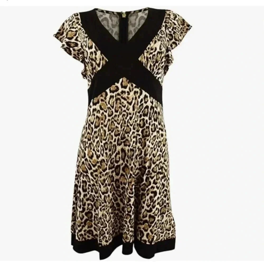 Michael Michael Kors Women's Printed Crisscross Border Dress